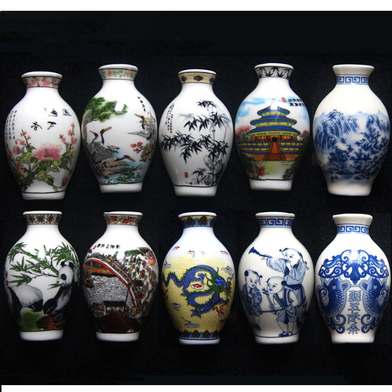 Chinese Blauw En Wit Porselein Vaas Koelkastmagneet Souvenir Geschilderd Keramische Ambachten Koelkastmagneet Relatiegeschenken