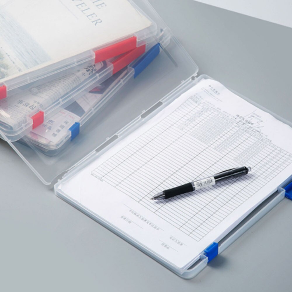 Scatola di immagazzinaggio trasparente A4 portatile file di riempimento di documenti in plastica trasparente organizzatori di carta da tavolo impermeabili forniture per ufficio