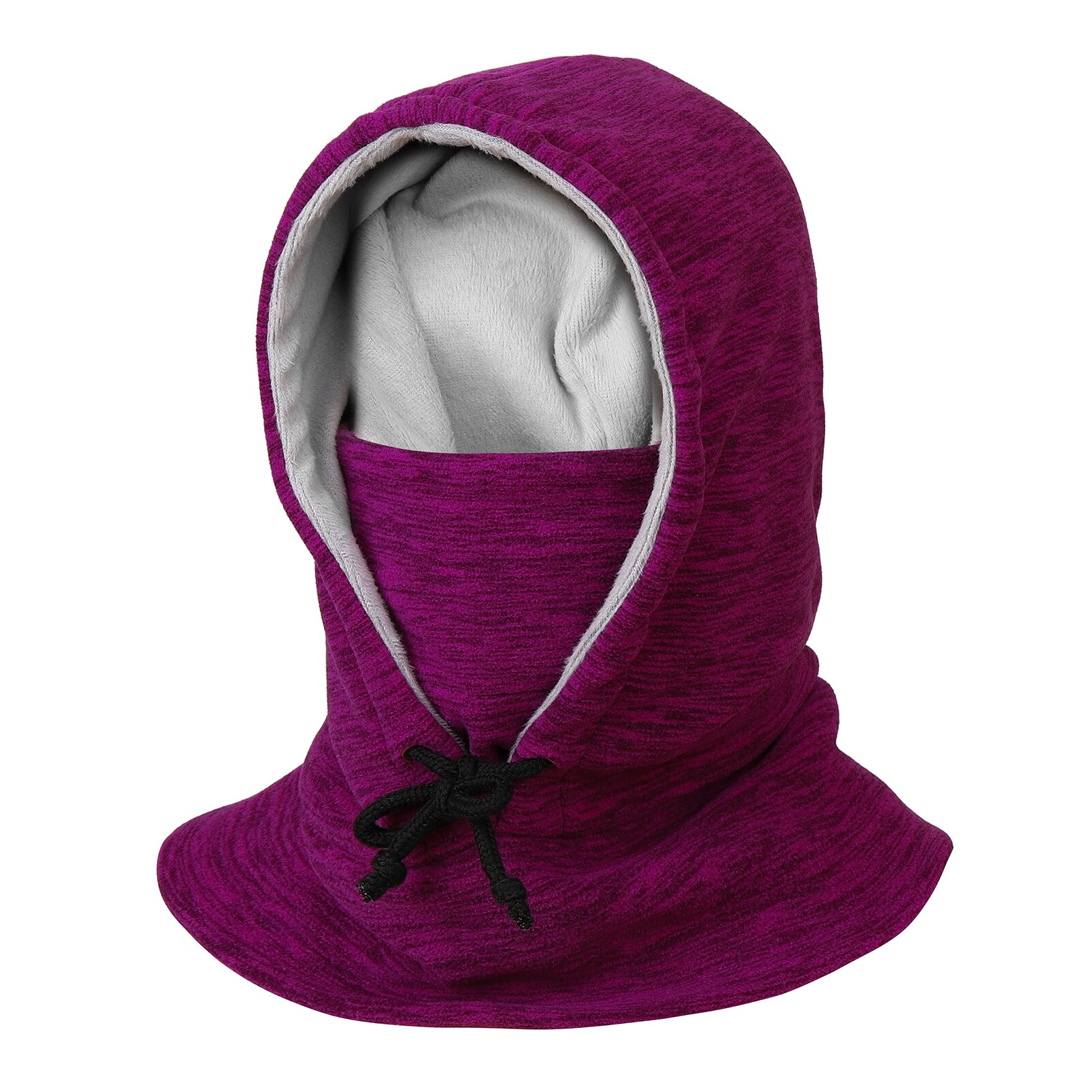 Men Women Winter Balaclava Warm Windproof Fleece Lining Drawstring Neck Gaiter Cycling Hiking Running Outdoors Hat: purple