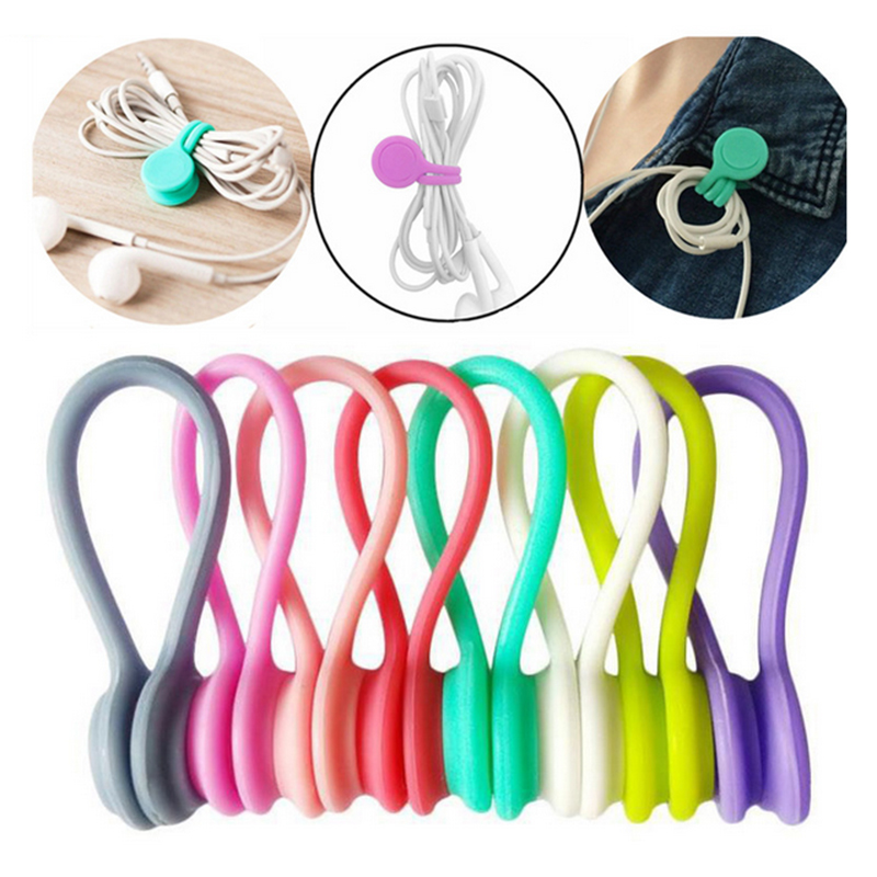 Cute Magnet Earphone Cable Holder Clips Korean Kawaii Stationary Cord Winder Organizer Desk Accessory Office Desk Set
