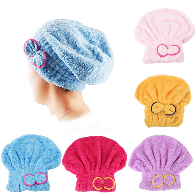 Microfiber Shower Caps Bath Cap Turban Solid Quickly Dry Hair Hat Women Cap Bath Drying Towel Head Wrap Hat Bathroom Accessories