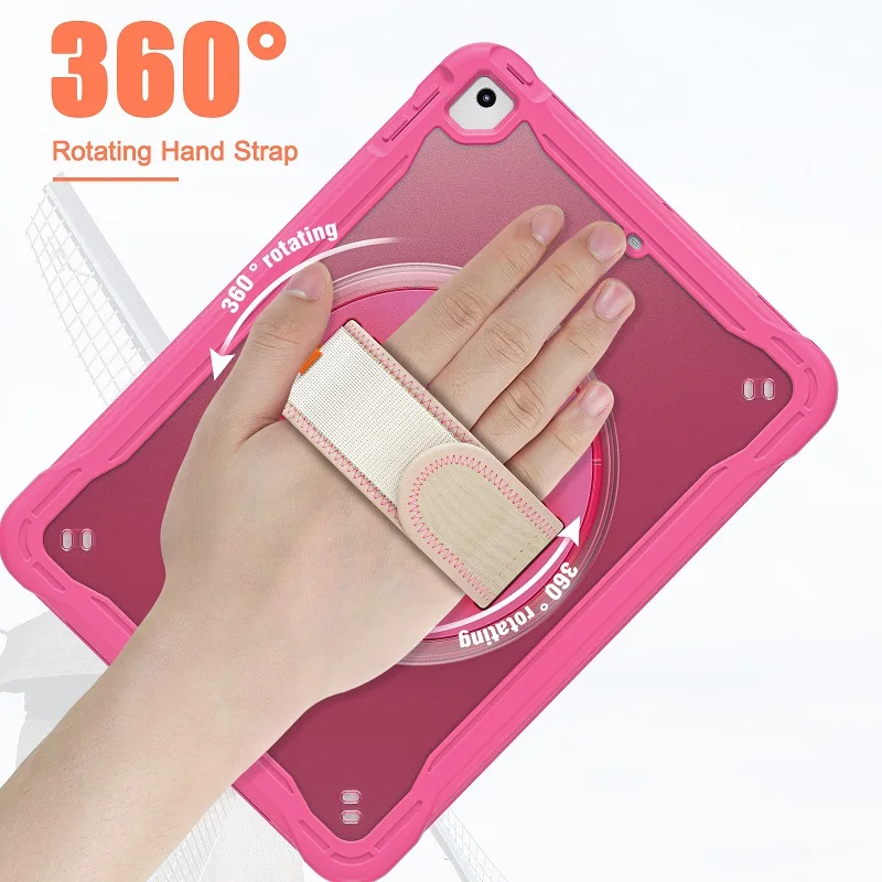 Funda a prueba de golpes Para iPad 9,7 iPad 5th 6th Tablet cubierta iPad A1822 A1823 A1893 A1954 soporte Correa Para Funda: 5 / Rojo rosado