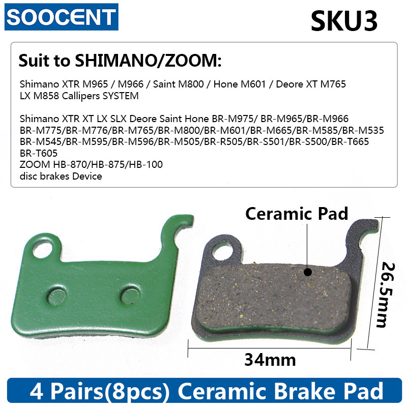 Pedal de freio a disco hidráulico de cerâmica para bicicleta 4 pares, 8 peças pastilhas de freio para shimano sram avid hayes magura acessórios de peças de ciclismo para bicicleta