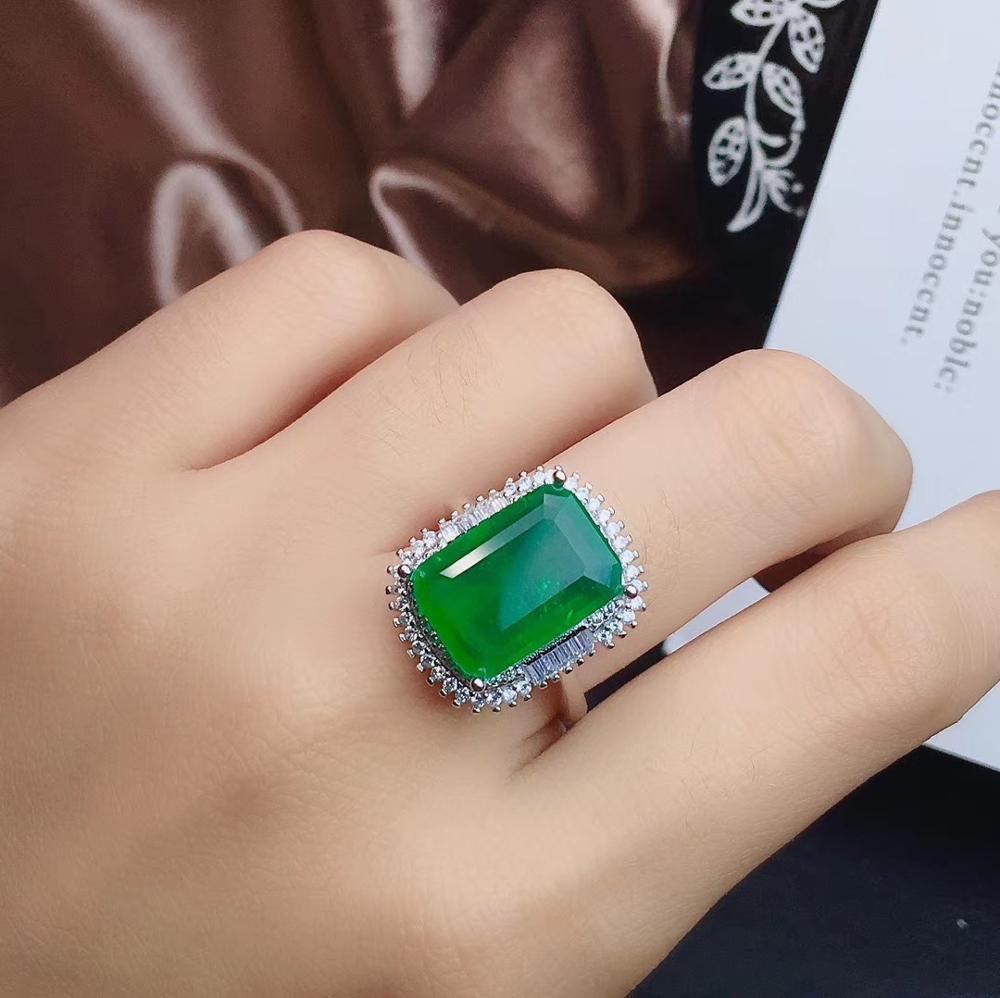 KJJEAXCMY boutique jewelry 925 sterling silver inlaid natural emerald female necklace ring pendant set support detection