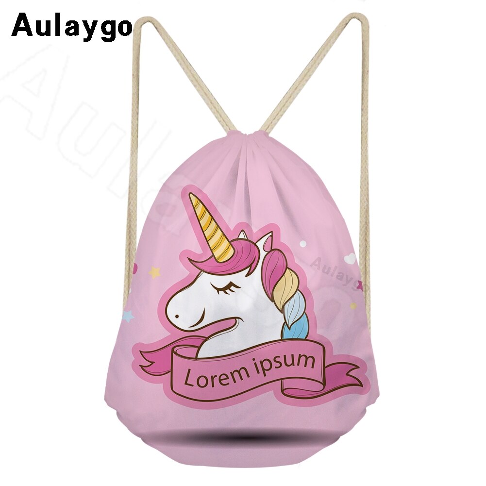 Aulaygo 3d unisex eenvoudige duurzame zwarte rugzak schattige witte kattenprint schoudertas kinderreisschoenen touwtassen rugzakken