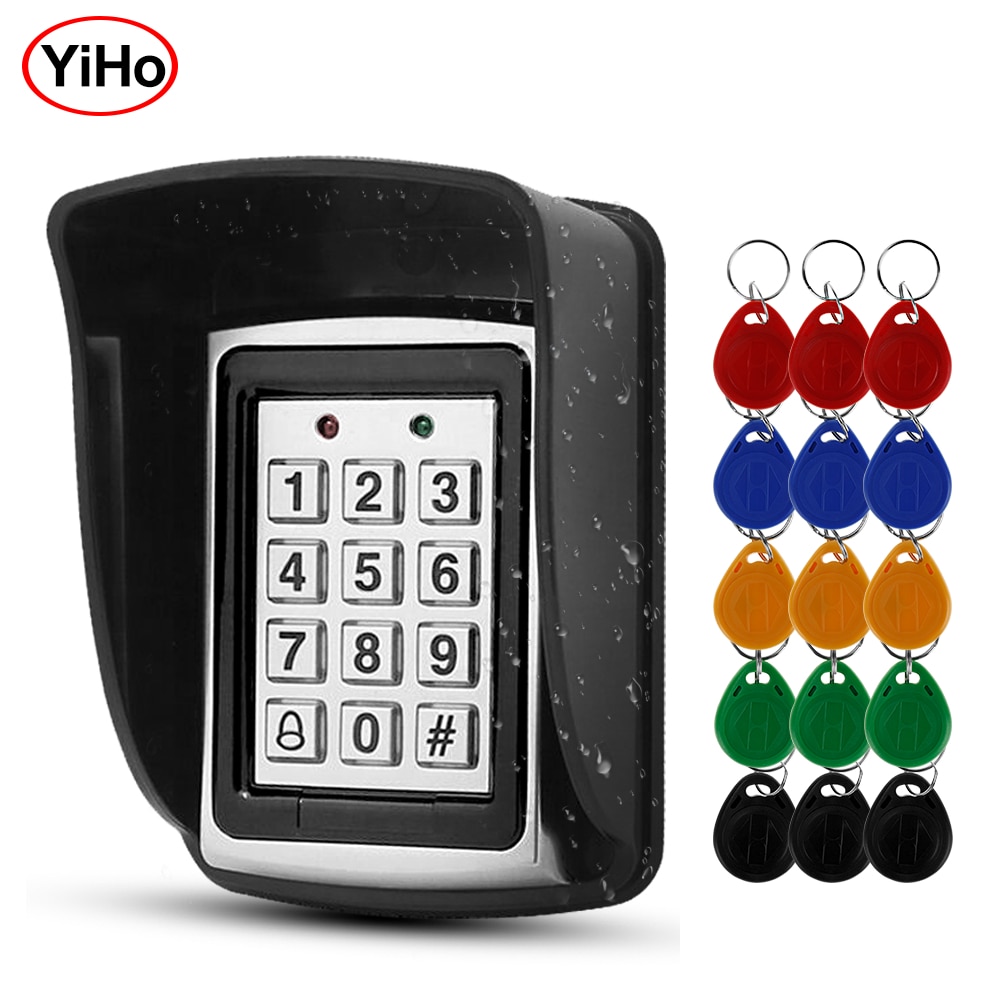 Metal RFID Access Control Keypad Waterproof Rainproof Cover Outdoor Access Controller Door Opener Electronic Lock System 15 keys