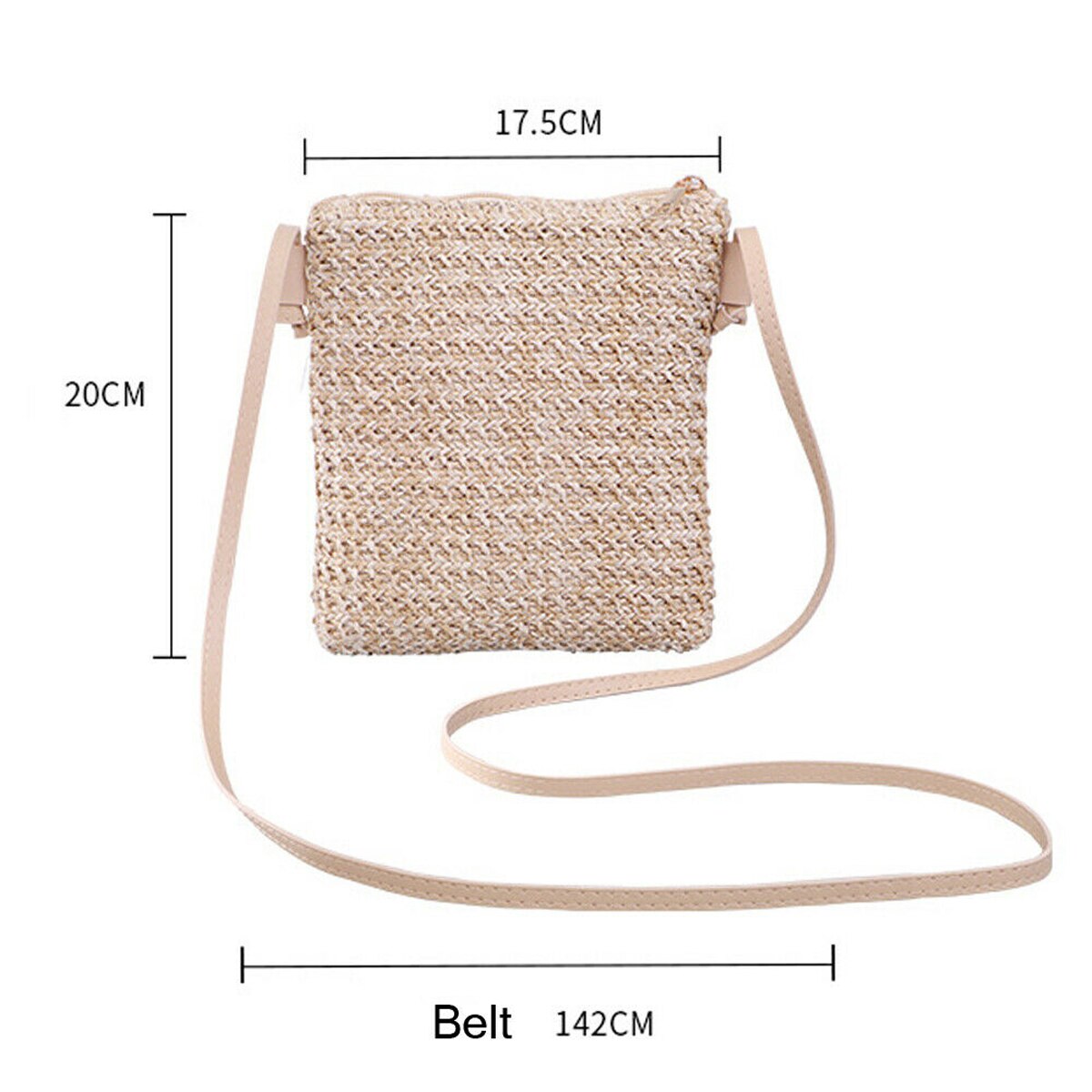 Kvinder damer halmtaske rattan vævet tote pung crossbody messenger taske lille firkantet håndtaske boho strand sommer