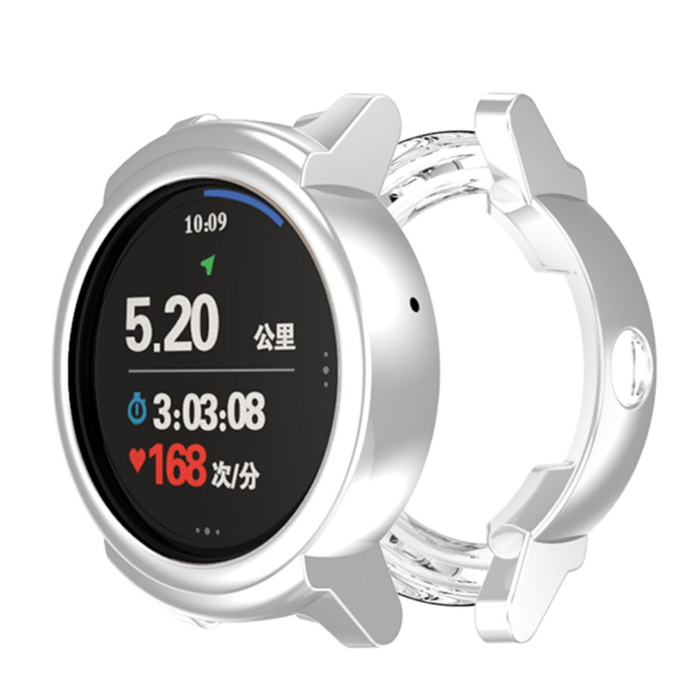 Mjukt silikonfodral för ticwatch e smart watch skyddsfodral bumper för tic watch e klocka skydd pansar slim plätering tpu skal: Silver-