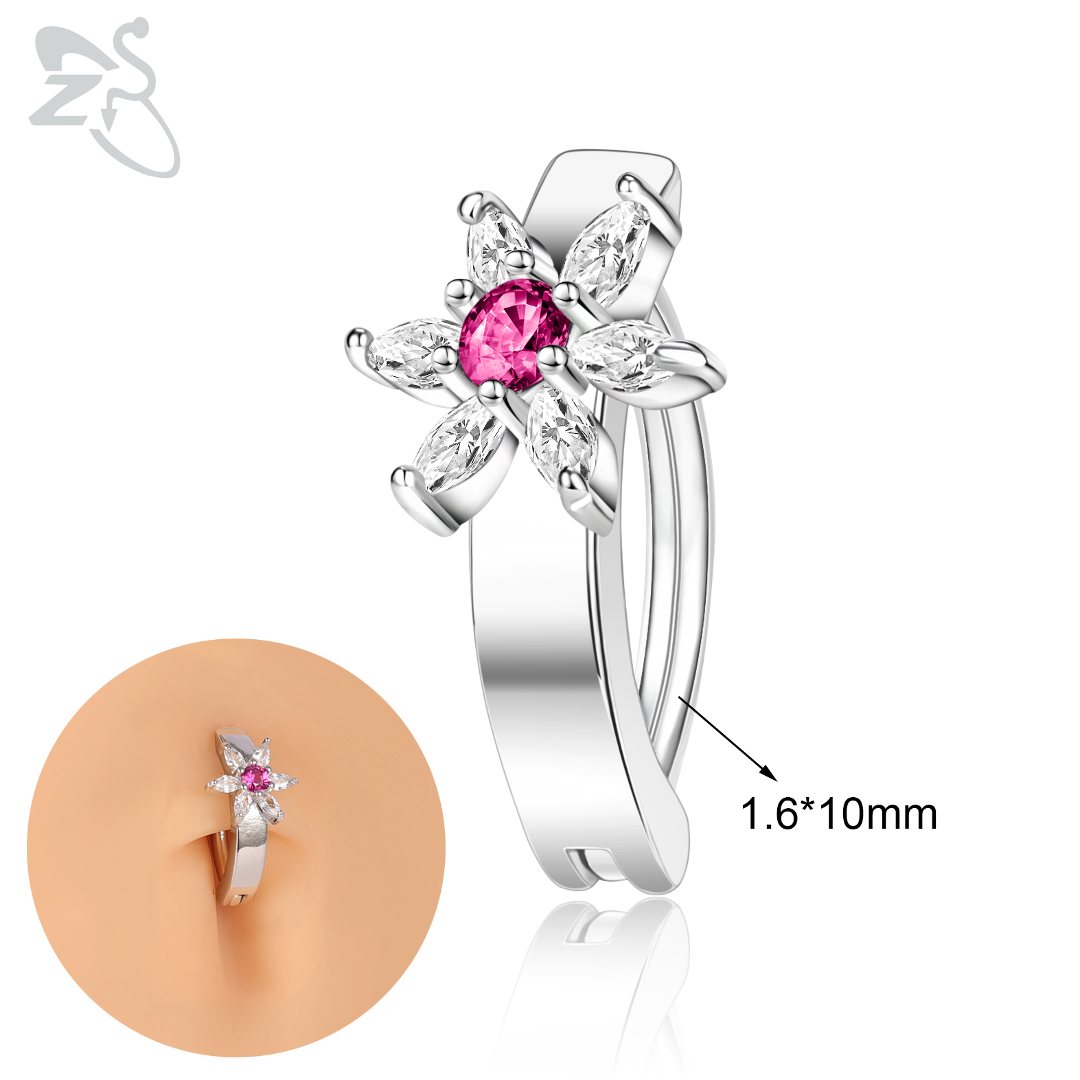 ZS 1 PC Leuke Vlinder Buik Navel Ring CZ Crystal Navelpiercings Bloem Snake Reverse Gebogen Navel Barbell Lichaam sieraden: Puur Goud Kleur