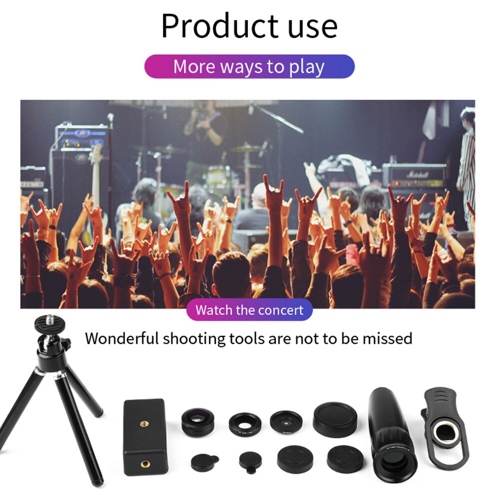 4 In 1 Camping Sporting Event Smartphone Telescoop Universele Professionele Telelens Set Macro Fisheye Groothoek Reizen