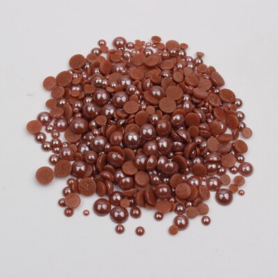 1000 stk/parti hvid/sort mix størrelser keramiske perler halvrund flatback perle 2mm-6mm blandet til diy lim nail art beklædningsgenstand: Kaffe