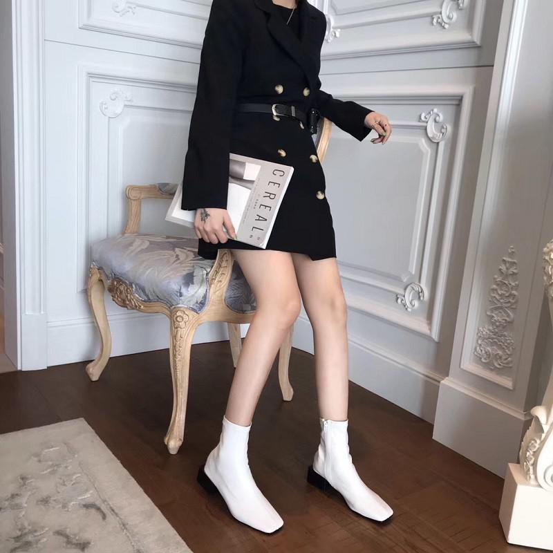 Starke ferse mit kurzen stiefel einzelnen Stiefel kurze röhre flut herbst neue weiche niedrigen ferse quadratischen kopf größe 35-39: Weiß / 39