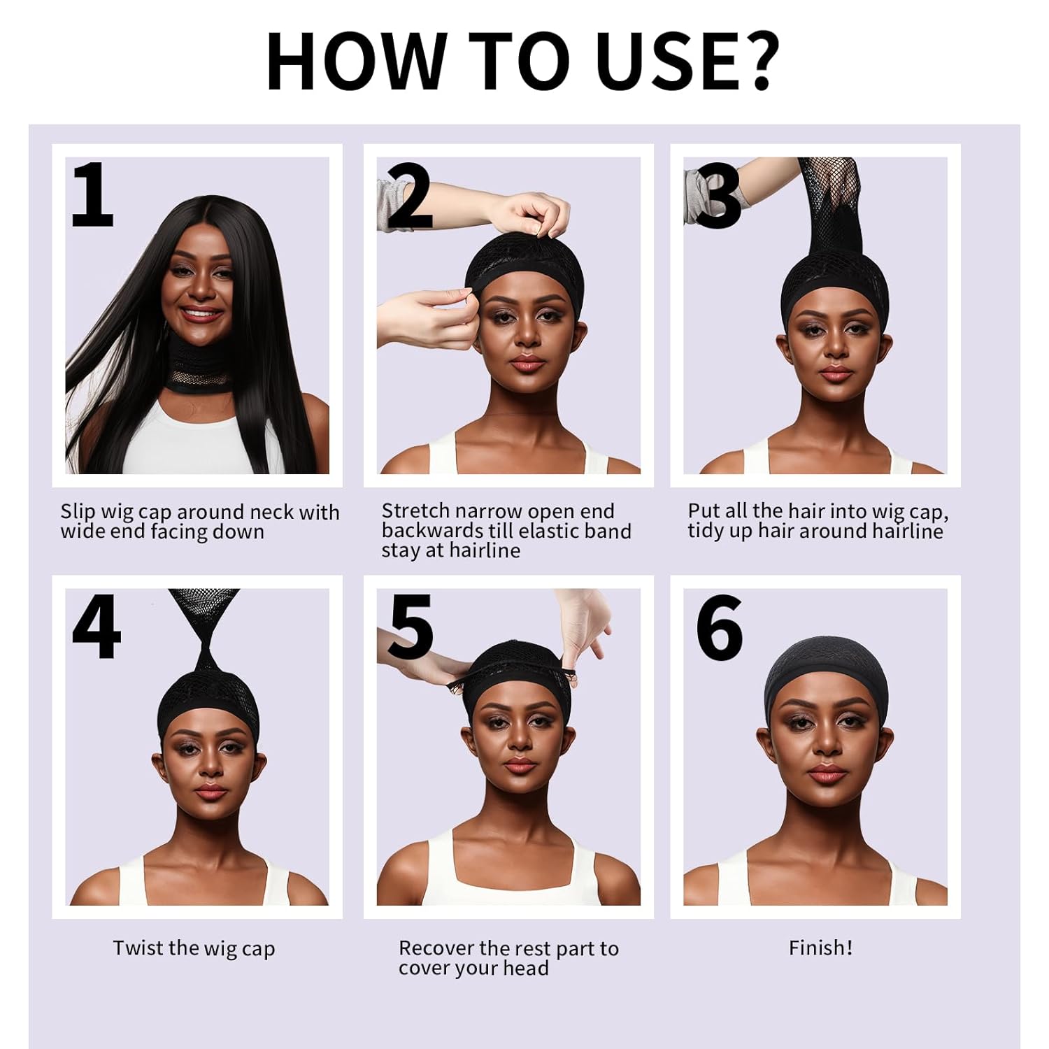 Black Skin Wig Cap, Hair Net for Wigs,Wig Caps for Women, Large Mesh Wig Cap for Long Hair,Nylon Wig Net Non Slip for Daily use