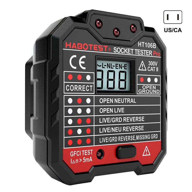 Socket Outlet Tester Circuit Polarity Voltage Wall Plug Breaker Finder with RCD/GFCI LB88: US plug