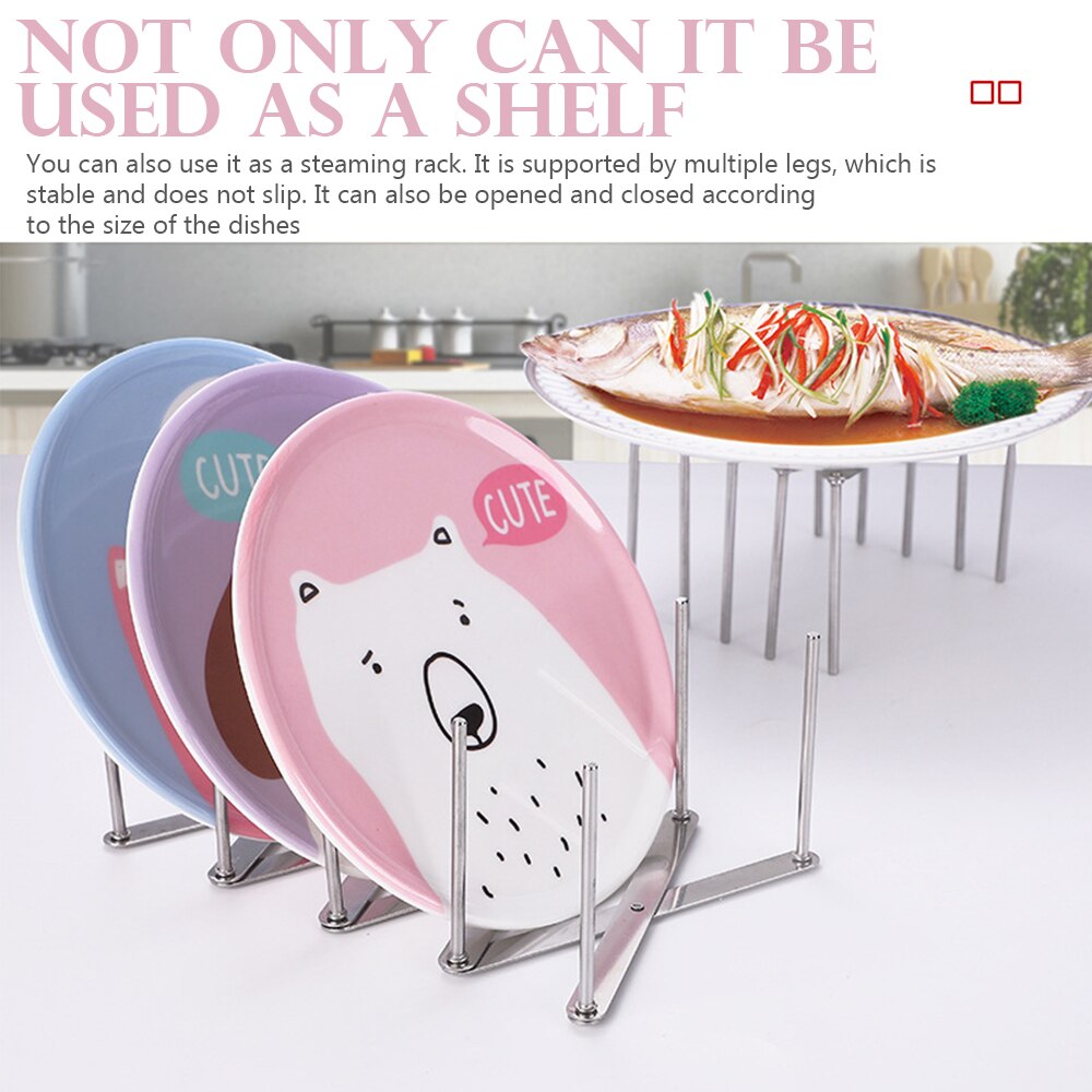 Retractable Plate Rack Stainless Steel Pot Cover Rack Cooking Plate Rack Kitchen Dish Drain Rack Kitchen Segmented Storage Box