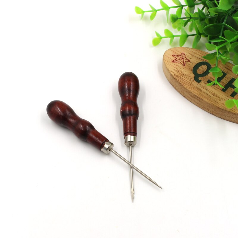 2pcs Leather Straight Awl Tip Hole Awl Leather Stitcher Sewing Drill Needle Hooks Leather Repairing Awls Leather Craft Tool Set