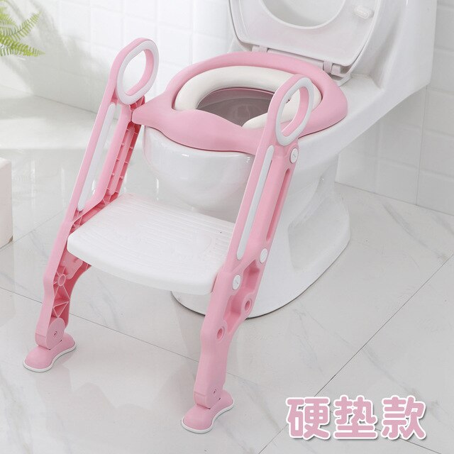 Kinderpotje opvouwbaar toilet stoeltje opstapje kinderpotje kindertoiletten met verstelbare ladder kinderpotje: Roze a