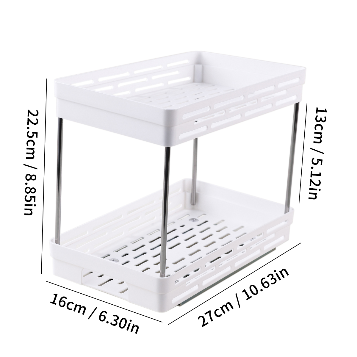 WORTHBUY Keukenkast Opslag Organizer Pull-out Kruiden Fles Opbergrek Glijdende 2 Tier Plastic Organizer Plank: Oranje