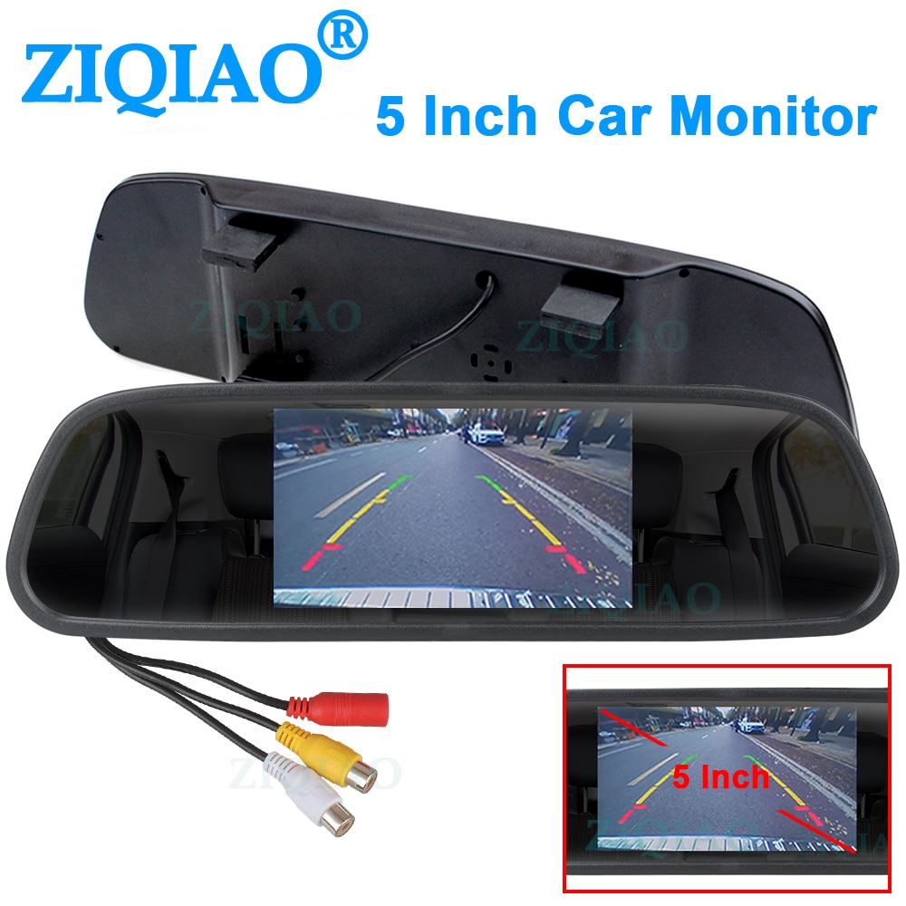 Ziqiao 5 Inch Auto Achteruitkijkspiegel Monitor Tft Screen 2CH Video-ingang Voor Achteruitrijcamera Parking Assistance System