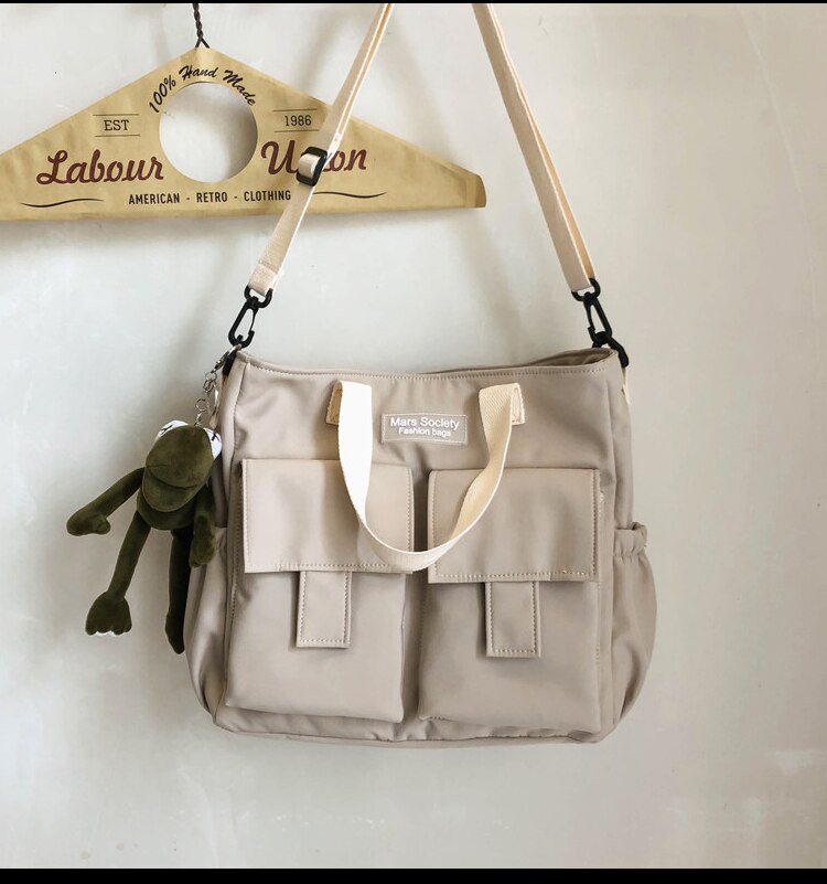 originale outillage sac sac de messager Couple de japonais en Nylon étudiant Simple sac à bandoulière sac à bandoulière décontracté: Beige