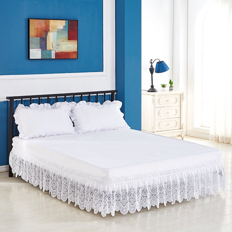 Jupe de lit dentelle élastique tablier de lit reine jupe de lit couvre-lit: style 03 / 150x200x38cm