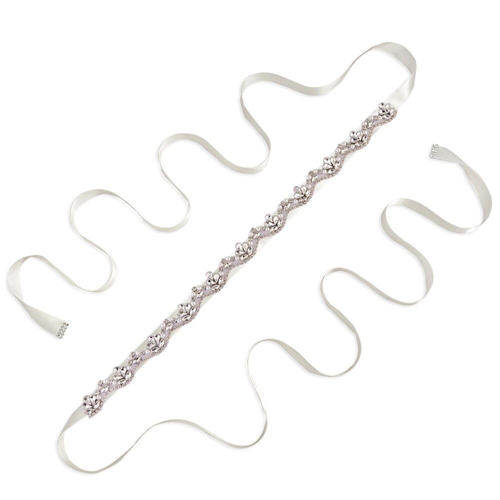 Perle brudekjole bælte juvel brude bælte rhinsten bryllup sash diamant brude tilbehør plus size rhinsten bælte scs 421: Off-white