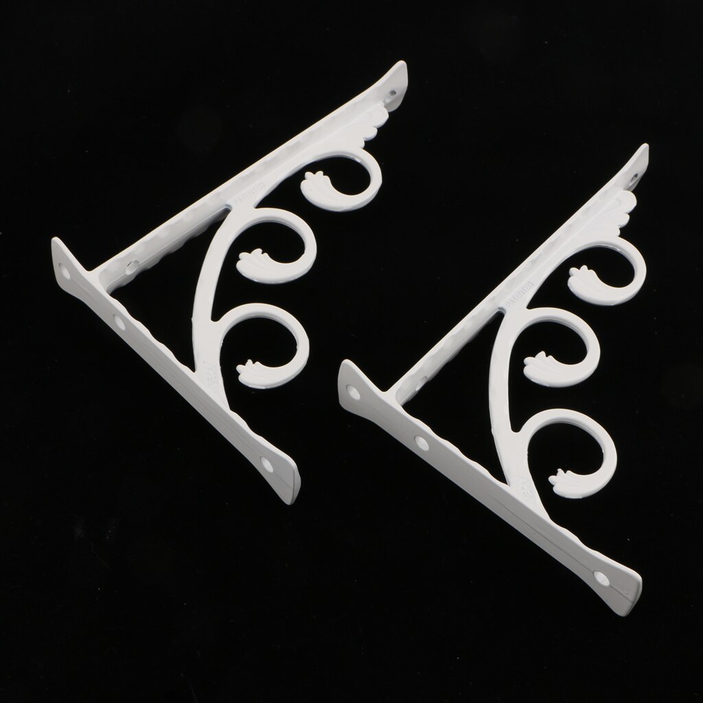 2Pcs L Shaped Wall Mounted Shelf Bracket Metal Hanging Holder White for decorative home/office shelves or mounting cisterns