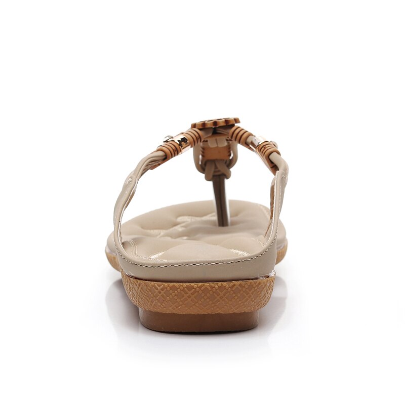 TIMETANG, Sandalias planas bohemios étnicos de verano para mujer, sandalias chanclas con cuenta para mujer, sandalias de playa de talla grande, zapatos informales 36-41