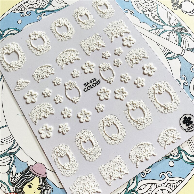 EA-025 EA-024 EA-023 EA-001 coiffeuse Miroir horloge 5D colle Arrière Nail Art Autocollants Curseurs Clou ornement décoration: EA-023