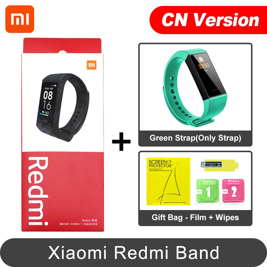 Xiaomi Redmi Band Smart Heart Rate Sport Monitor Bluetooth 5.0 Waterproof Bracelet Touch Large Color Screen Wristband: CN GreenN Film