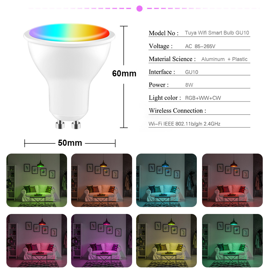 15W Tuya Zigbee Smart Led Lamp E27 E14 GU10 Rgb + Ww + Cw Smart Home Led Lamp Compatibel met Alexa Google Thuis