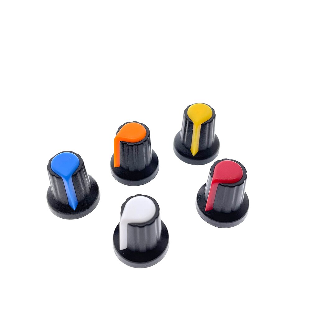 Capuchon de bouton de potentiomètre (noyau en cuivre) 15x17mm 6mm trou d'arbre AG2 jaune Orange bleu blanc rouge 5 valeur x 5 pièces = 25 pièces/lot WH148