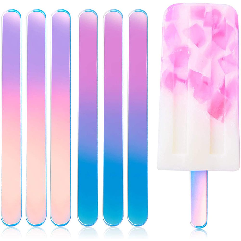 Palos acrílicos para hacer helados, palito de helado con gradiente, palos de paleta para congelador, duraderos y suaves, DIY
