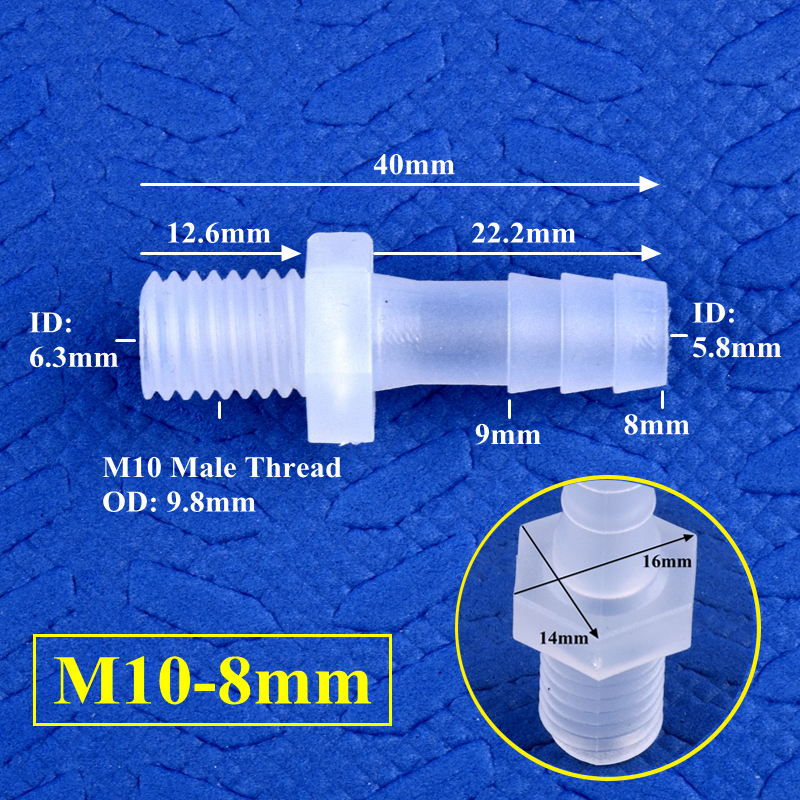 JoendocAquarium poisson précieux adaptateur, M10, M12 filetage à 4 ~ 12mm PP Wildoda, connecteur Direct, système d'irrigation, tuyau d'eau, 5 ~ 200 pièces: Argent / 1/4 ''