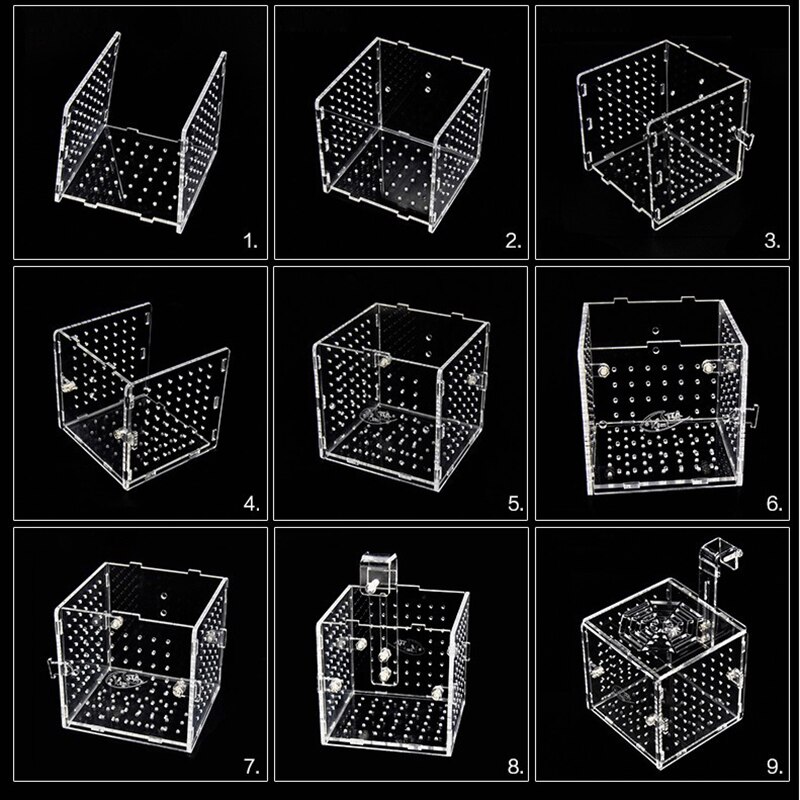 Acryl Fry Isolatie Box Plexiglas Kleine Visteelt Doos Transparant Ronde Gat Aquarium 20x10x10cm