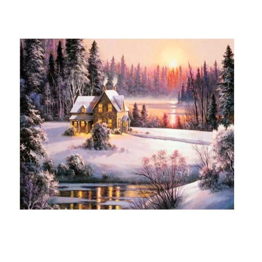 Sneeuw Landschap Schilderij Van Nummers Voor Volwassenen Diy Kits Handgeschilderd Op Canvas Met Omlijst Olie Foto Tekening Kleuren Door Nummer