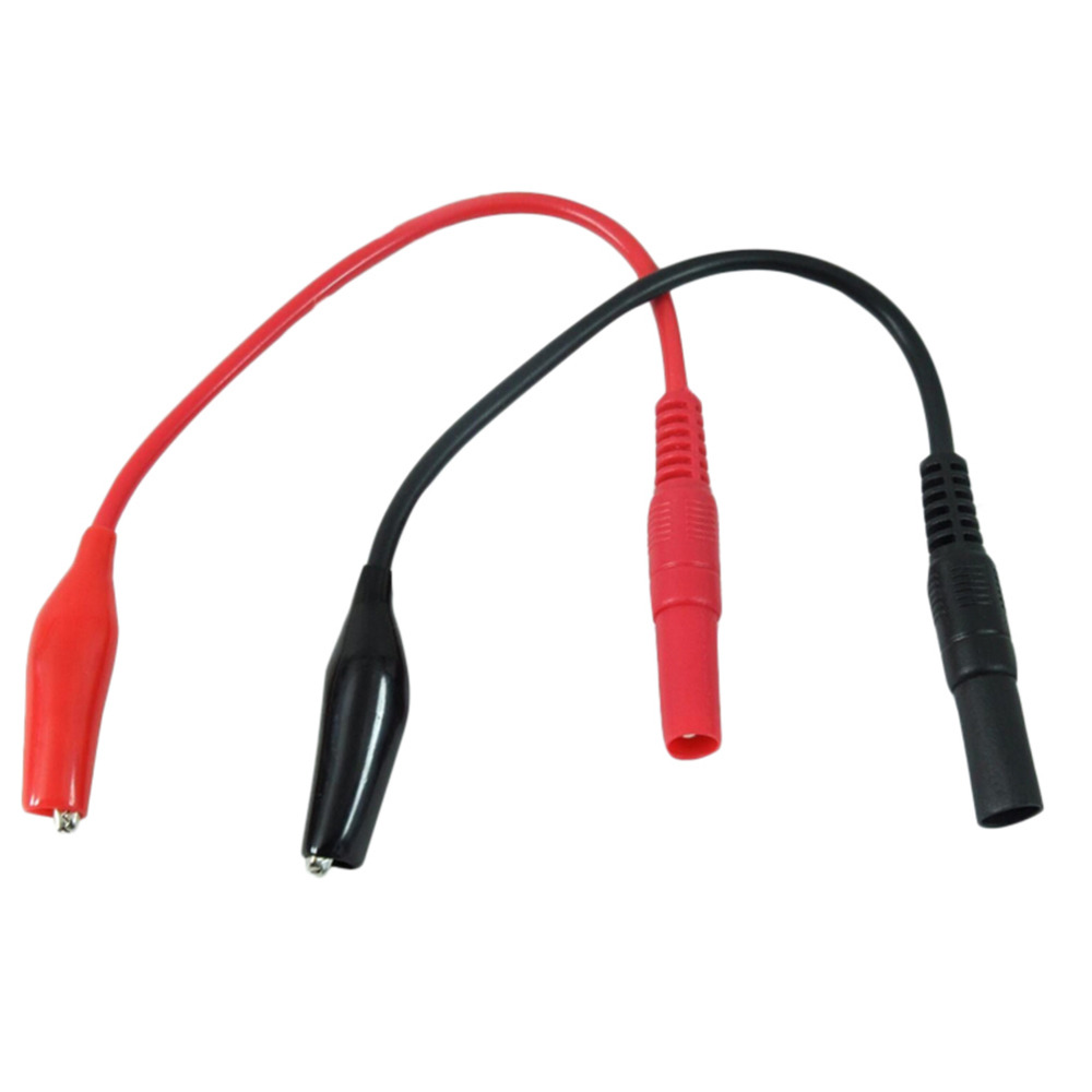 2 Stuks Rood + Zwarte Banaanstekker Naar Gehuld Koperen Elektrische Klem Alligator Clip Test Kabel Leads Voor Multimeter Testen probe