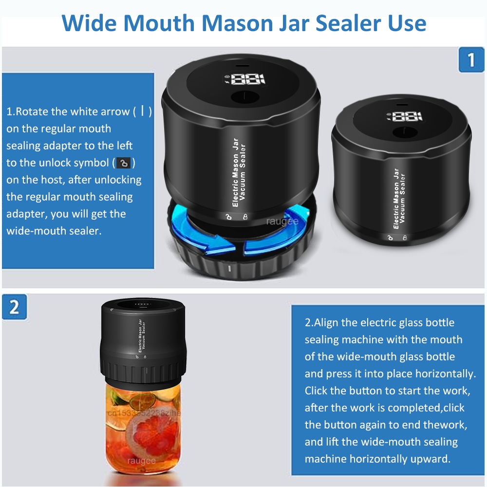 Elektrische Mason Jar Vacuum Sealer Oplaadbare draadloze automatische Jar Sealer voor voedselopslag en fermentatie met Mason Jar-deksel