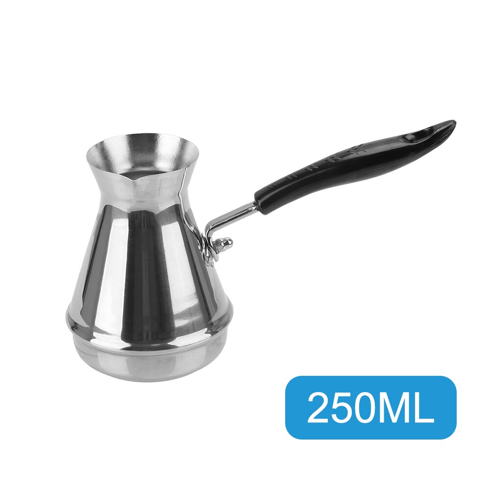 Café turco olla de acero inoxidable utensilios para café Europea mango largo maceta Moka derretir mantequilla olla cocina herramientas: 250ML