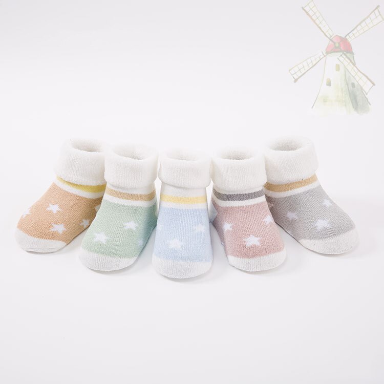 Outono e inverno espessamento 0-3t crianças meias dos desenhos animados crianças meias meias do bebê meninas meias da criança confortável bebê meninos meias: Star / 1-3T