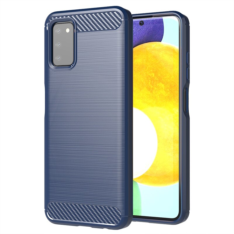 Für Samsung Galaxy A03s Fall Stoßfest Stoßstange Carbon Faser Weiche Silikon TPU Schlanke Handy Zurück Abdeckung Für Samsung Galaxy A03s fall: Blau