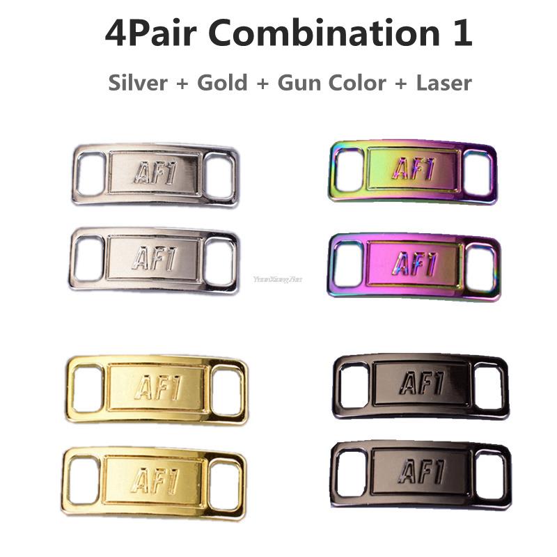 Combinación AF1 de abalorios de diamante para zapatos, cordones de , hebilla de Metal de , decoraciones, Chapa de la Fuerza Aérea 1, accesorios para zapatos: 4Pair Combination 1