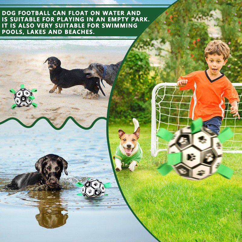 Dog Soccer Ball Indoor-Outdoor Interactive Dog Toy With Easy Grab Tabs Unique Fun Dog Tug Toy Dog Water Toy