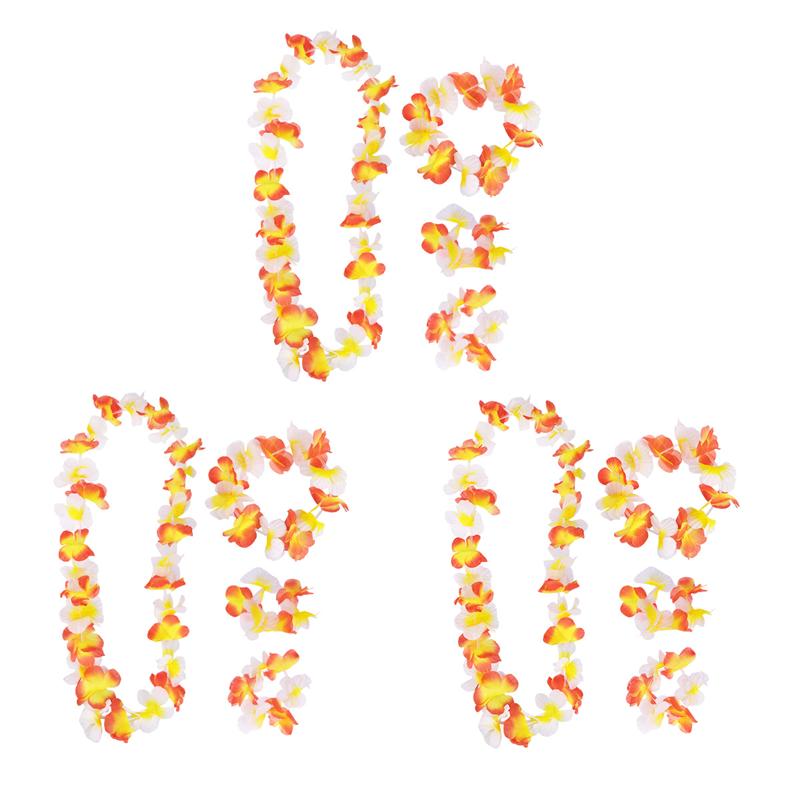12Pc Hawaiian Girlande Kit Bunte Künstliche Blumen Kranz Hawaii Tropical Kostüm Liefert für Neck Kopf Handgelenk Decor Liefert