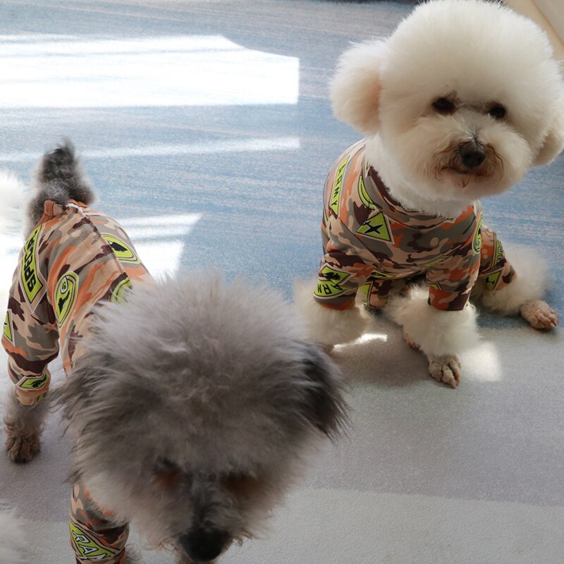 Mono de algodón con estampado para perros, monos finos para mascotas, ropa de cachorro con estampado de pijama de vientre protector para perros pequeños, Sudadera para perro Chihuahua y Caniche