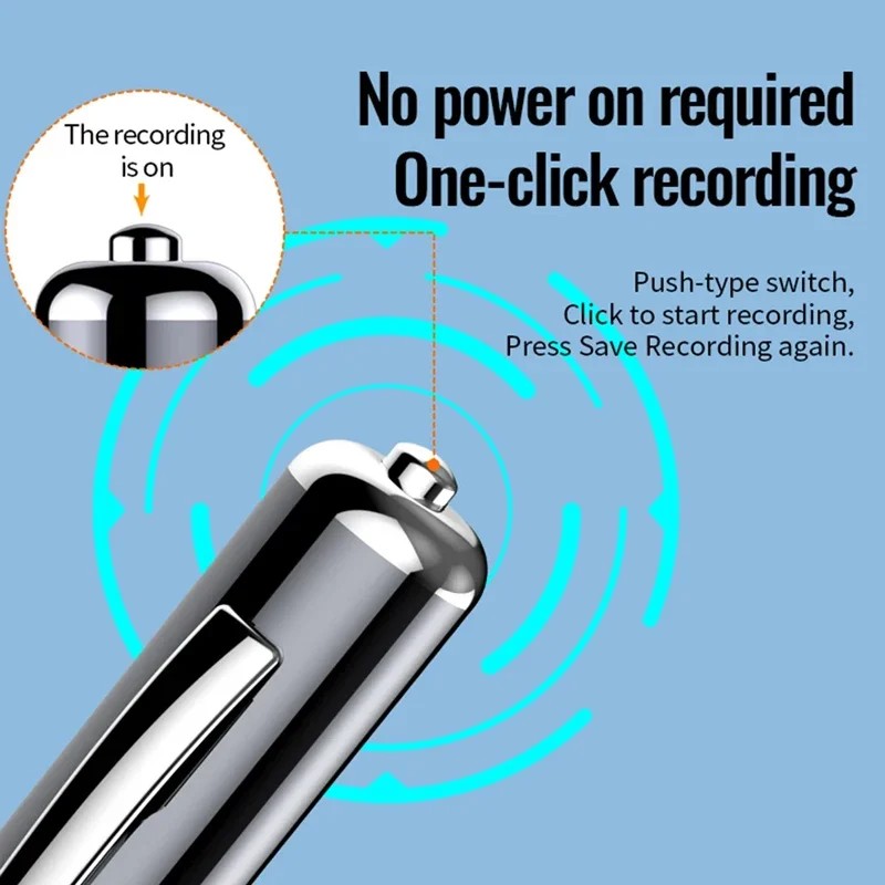 Registratore vocale portatile Dittafono audio professionale Penna di registrazione con riduzione del rumore ad attivazione vocale Registratore audio a lungo termine