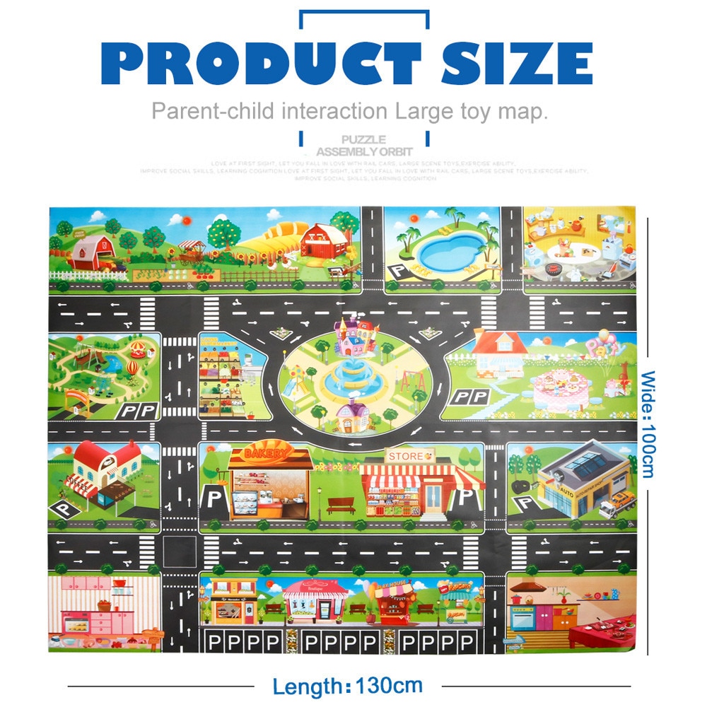 Kids Play Mat City Road Buildings Parking Map Game Scene Home Traffic Map Kids Carpet Map Educational Toys For Children