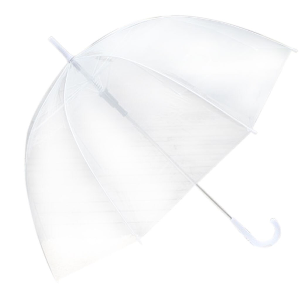 Paraguas transparente con cúpula transparente para mujer, accesorio de protección contra la lluvia y el viento: Transparent