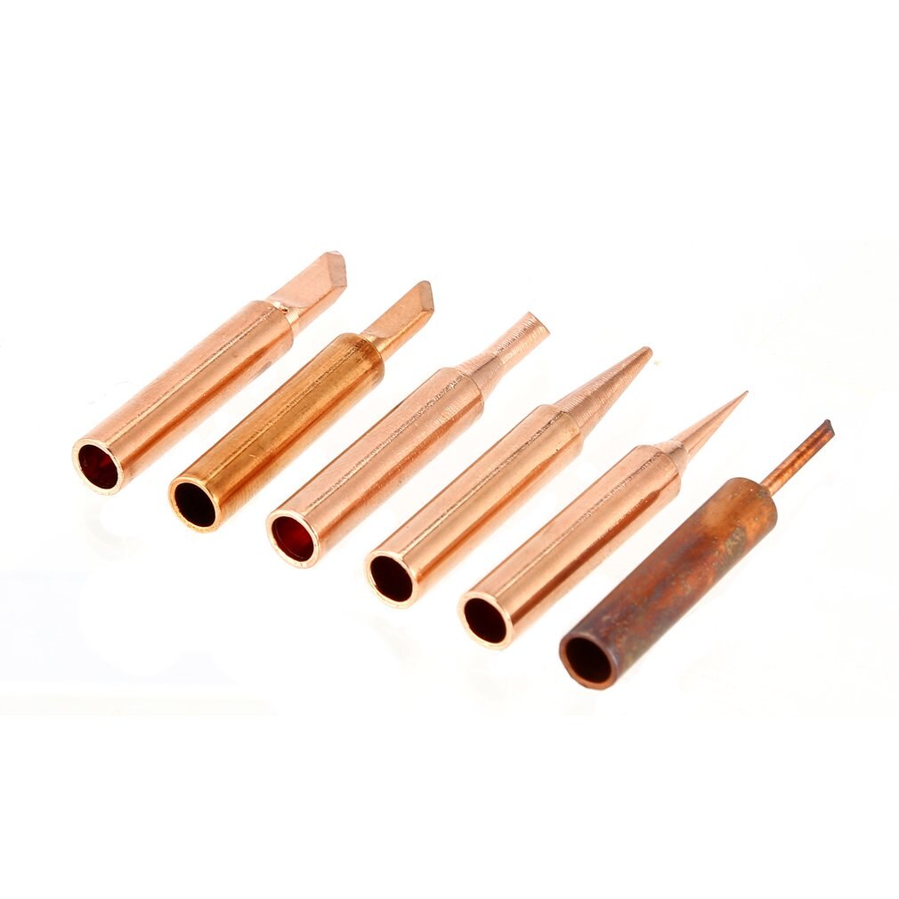 5PCS Solder Soldering Iron Tip Pure Copper Replacement Rework Station Tool Lead-free Welding Head Bits Electric DIY Repair