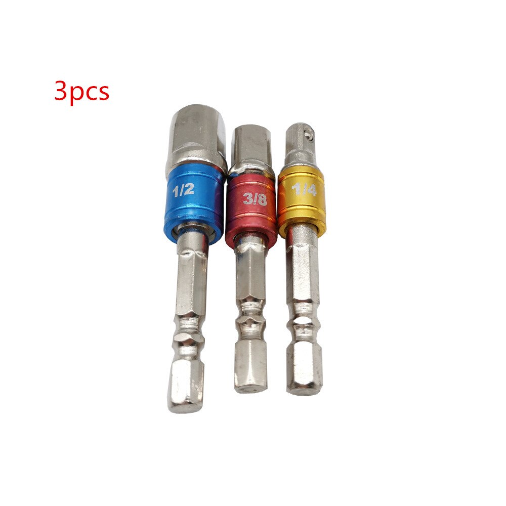 3pcs Hexagonal Screwdriver Adapter Shank Drill Socket Adapter For Impact Driver Socket Drill Bits Bar Extension